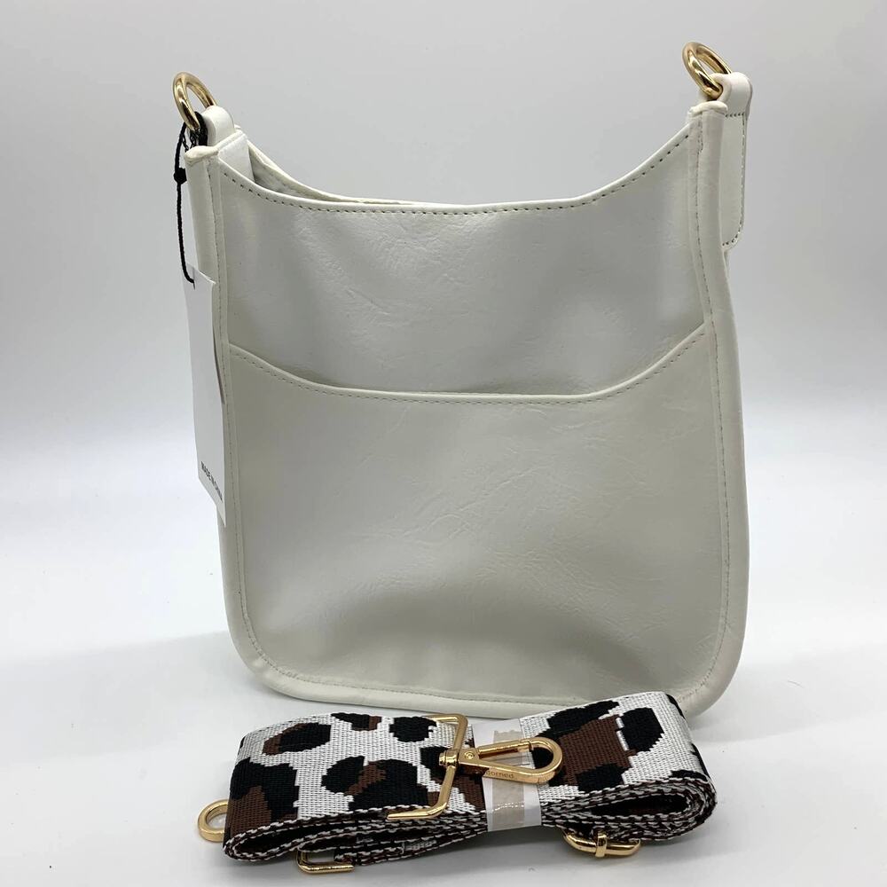 AHDORNED Medium White Faux Leather Crossbody Purse